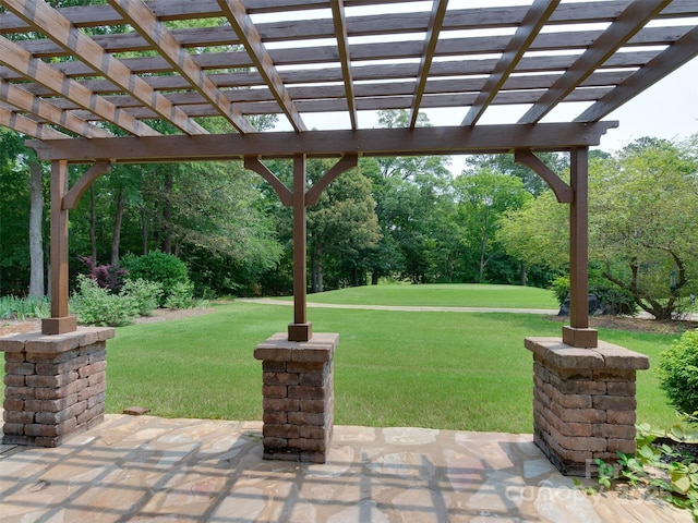 9607 Kestral Ridge Dr, Charlotte, NC 28269 - view of patio with a pergola and view of scattered trees