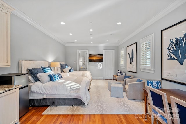 19117 Davidson Concord Rd, Davidson, NC 28036 - bedroom featuring crown molding, recessed lighting, and light wood-style floors