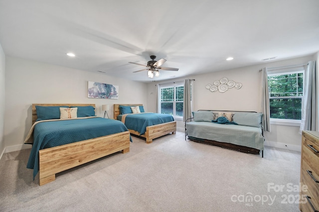 463 Lake Wylie Rd, Belmont, NC 28012 - bedroom with carpet floors, ceiling fan, and recessed lighting