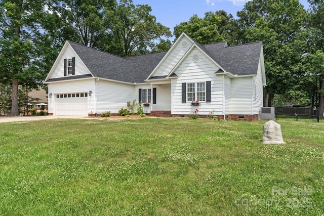 145 Mcbride Dr, Rockwell, NC 28138 - view of front facade featuring crawl space, roof with shingles, a garage, driveway, and cooling unit