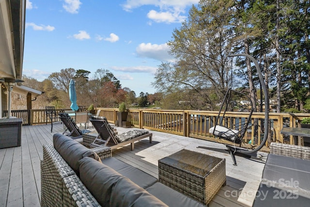 15921 Cramur Dr, Huntersville, NC 28078 - wooden deck with an outdoor living space and outdoor dining space