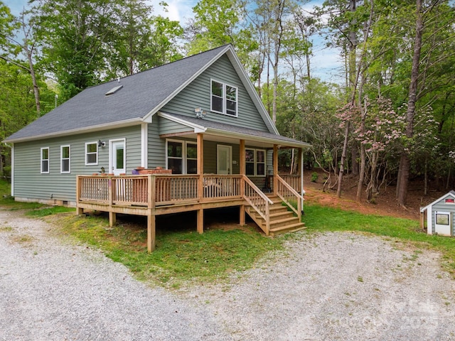 48 Rose Creek Cove Rd, Franklin, NC 28734 - view of front of house with a shingled roof and covered porch