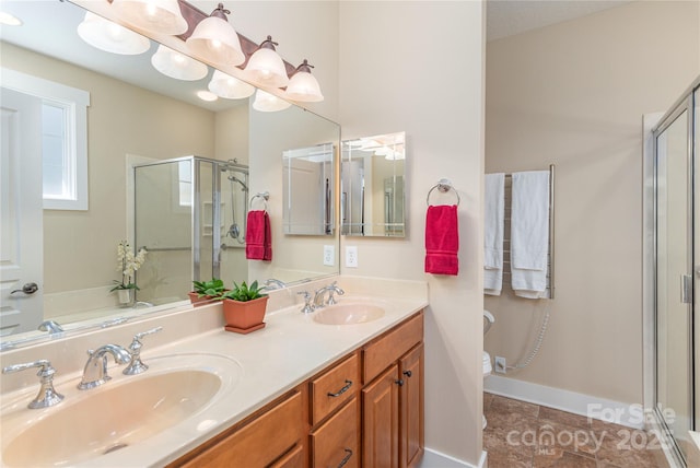 4 Silo View Ct, Asheville, NC 28804 - full bathroom with a shower stall, double vanity, toilet, and baseboards