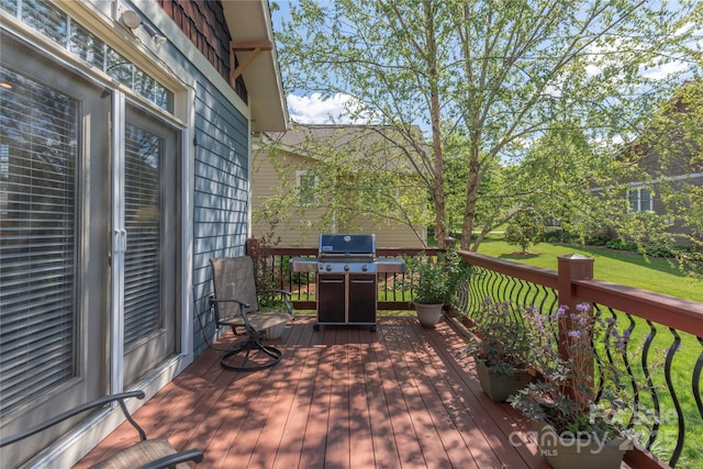 4 Silo View Ct, Asheville, NC 28804 - wooden deck with grilling area and a lawn