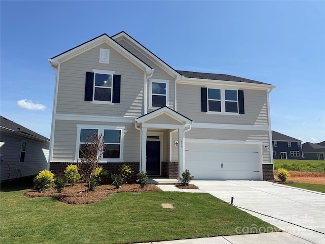 317 Maidstone Dr Unit 57, Monroe, NC 28110 - craftsman inspired home with brick siding, an attached garage, concrete driveway, and a front yard
