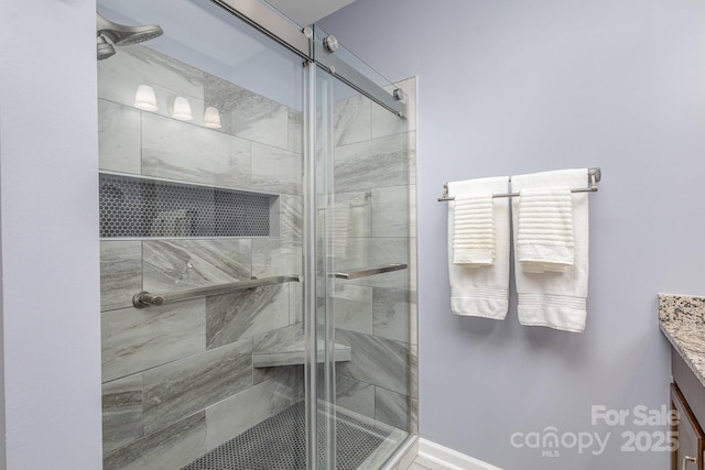 1512 Brooksland Pl, Waxhaw, NC 28173 - bathroom with vanity and a stall shower