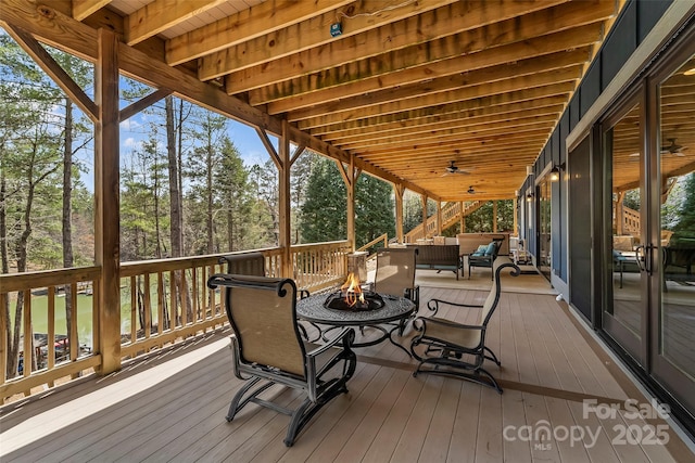 1289 Northview Dr, Morganton, NC 28655 - wooden deck featuring an outdoor living space with a fire pit