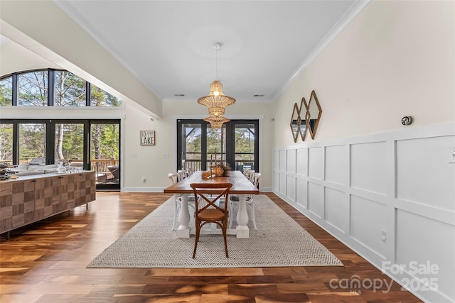 1289 Northview Dr, Morganton, NC 28655 - dining area featuring ornamental molding and dark wood-type flooring