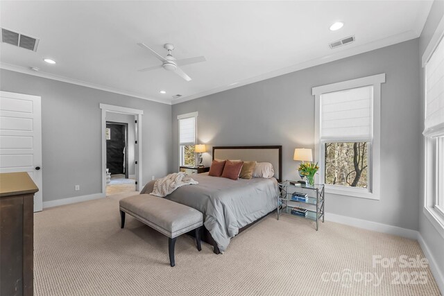 1289 Northview Dr, Morganton, NC 28655 - bedroom with crown molding, light colored carpet, and visible vents
