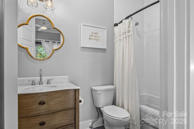 1289 Northview Dr, Morganton, NC 28655 - full bathroom with vanity, toilet, and shower / bath combination with curtain