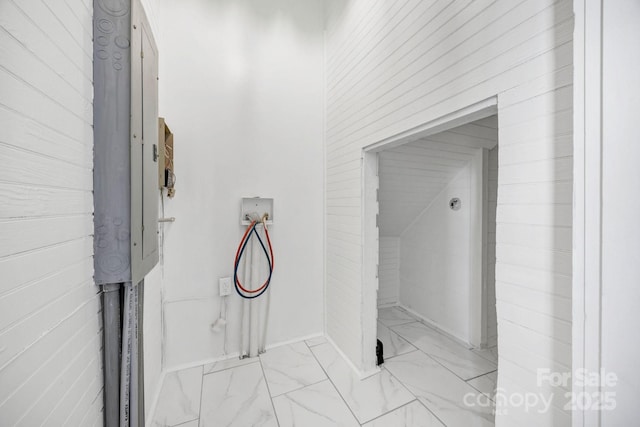 bathroom featuring marble finish floor