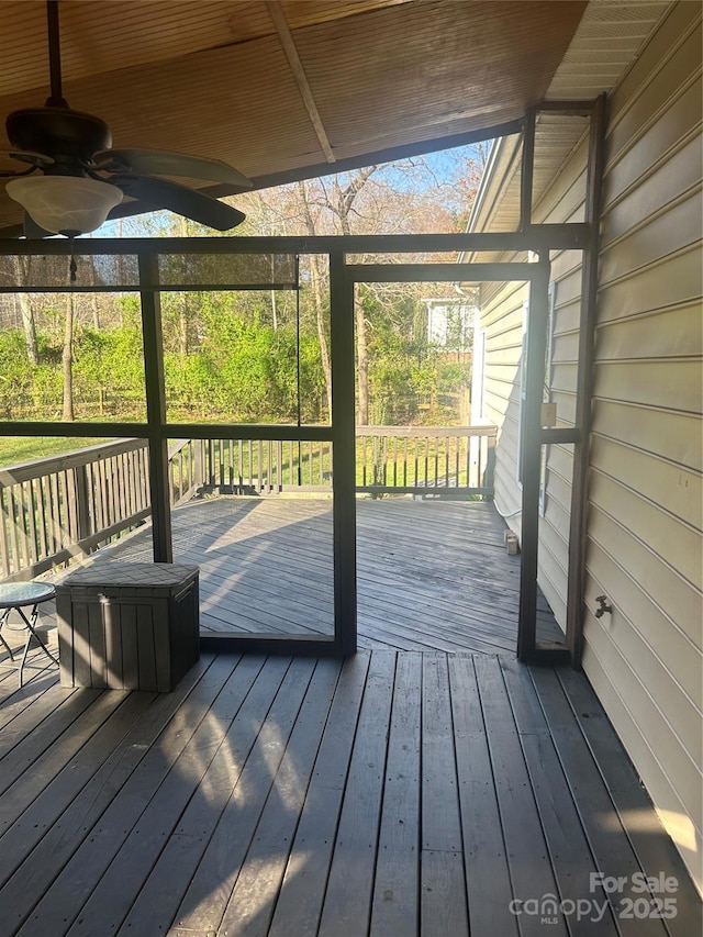 deck featuring a ceiling fan