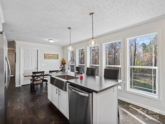 33 Travora Cir, York, SC 29745 - kitchen with a sink, dark wood finished floors, visible vents, and appliances with stainless steel finishes