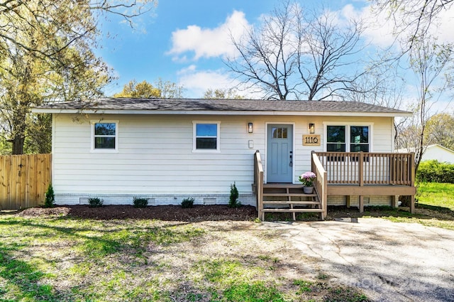 1116 Carolina Ave, Rock Hill, SC 29730 - view of front facade featuring fence and a wooden deck