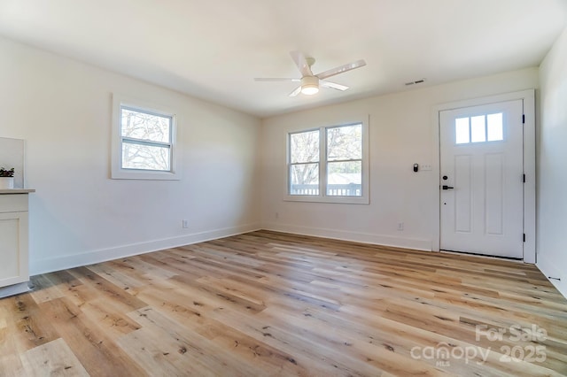 1116 Carolina Ave, Rock Hill, SC 29730 - foyer featuring baseboards, light wood-style floors, ceiling fan, and visible vents