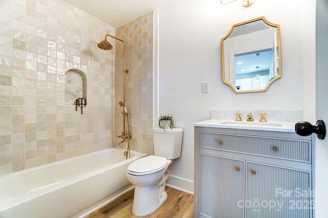 1116 Carolina Ave, Rock Hill, SC 29730 - full bath with vanity, toilet, baseboards,  shower combination, and wood finished floors