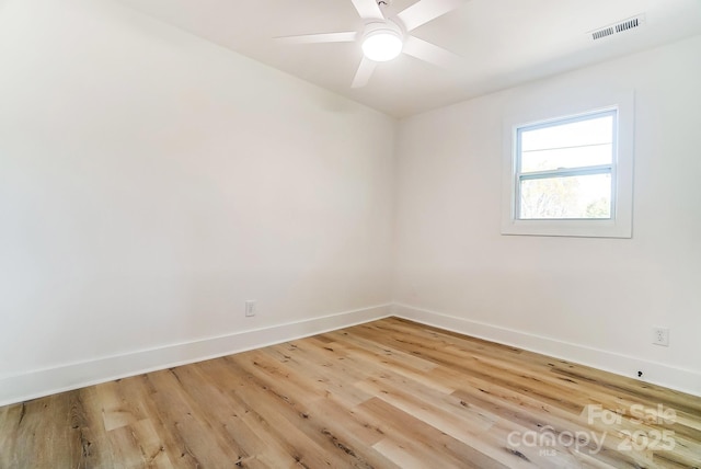 1116 Carolina Ave, Rock Hill, SC 29730 - spare room featuring baseboards, light wood-style flooring, visible vents, and ceiling fan