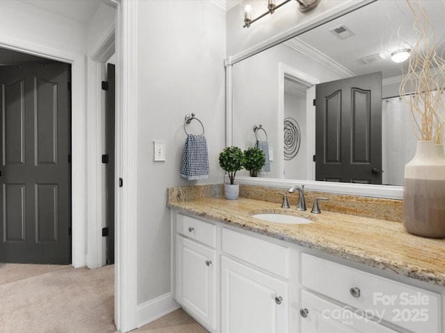 604 Wisteria Walk Way, Fort Mill, SC 29715 - full bathroom featuring vanity, ornamental molding, and tile patterned flooring
