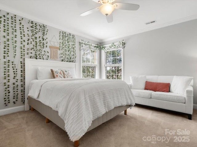 604 Wisteria Walk Way, Fort Mill, SC 29715 - carpeted bedroom featuring ornamental molding, baseboards, and ceiling fan