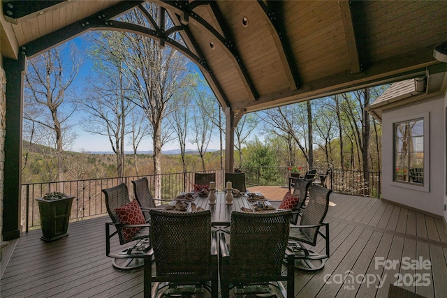 349 Stoneledge Trl, Arden, NC 28704 - wooden terrace with outdoor dining area