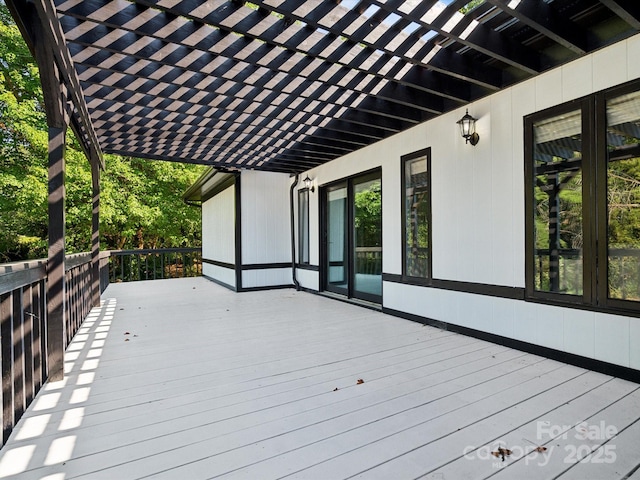 wooden terrace featuring a pergola