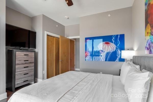 45 Asheland Ave Unit 500, Asheville, NC 28801 - bedroom featuring a closet and a ceiling fan