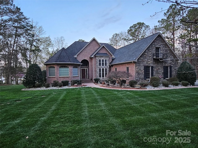1832 Marthas Vineyard Rd, York, SC 29745 - view of front of property featuring brick siding, stone siding, and a front yard