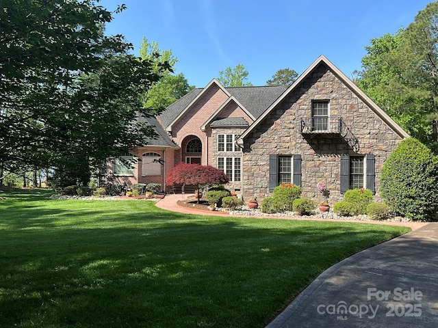 1832 Marthas Vineyard Rd, York, SC 29745 - view of front facade featuring a front yard and stone siding