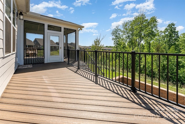 10421 Superb Ln, Charlotte, NC 28215 - wooden deck featuring a sunroom