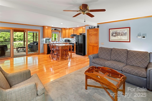 421 N Boundary Rd, Mill Spring, NC 28756 - living room with light wood finished floors, recessed lighting, and a ceiling fan