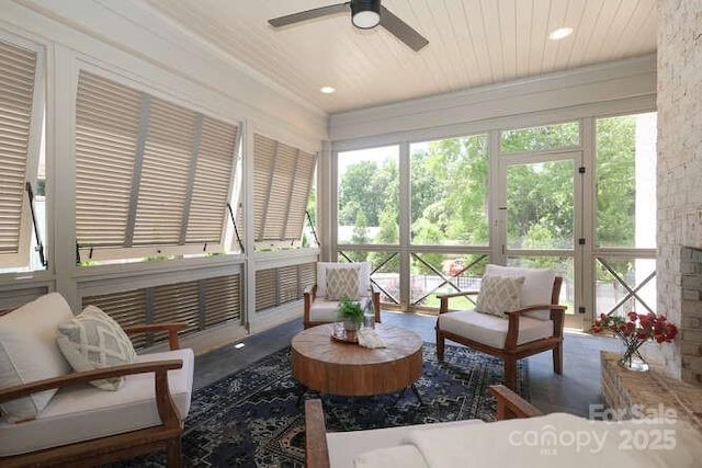 3119 Knowlton Ln, Charlotte, NC 28205 - sunroom featuring a ceiling fan, healthy amount of natural light, and recessed lighting