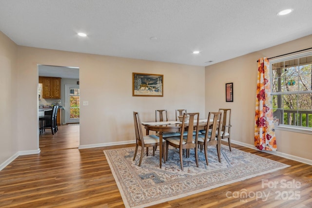 12 Hutchinson Woods Dr, Fletcher, NC 28732 - dining room with baseboards, wood finished floors, recessed lighting, and a textured ceiling