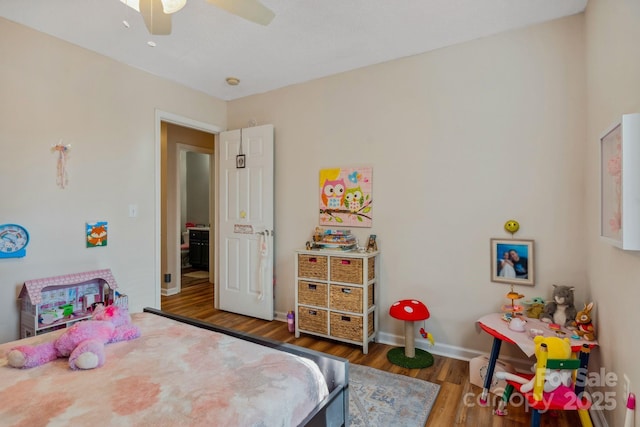 12 Hutchinson Woods Dr, Fletcher, NC 28732 - bedroom with ceiling fan, baseboards, and wood finished floors
