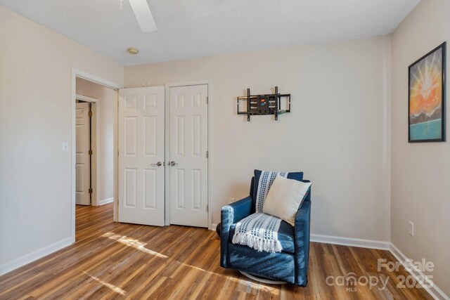 12 Hutchinson Woods Dr, Fletcher, NC 28732 - sitting room featuring wood finished floors, baseboards, and ceiling fan