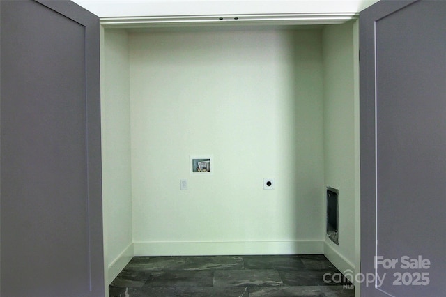 181 Curly Maple Dr, Canton, NC 28716 - washroom with laundry area, marble finish floor, baseboards, electric dryer hookup, and washer hookup