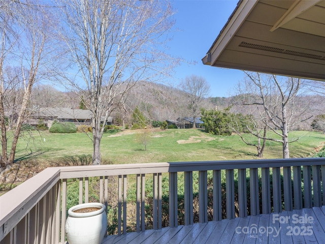 12 Clubside Dr, Asheville, NC 28804 - wooden terrace with a lawn and a mountain view