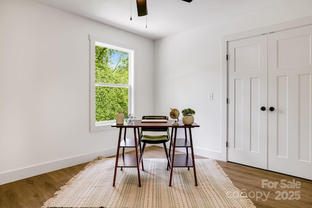 37 Garland Ball Dr, Alexander, NC 28701 - office featuring ceiling fan, baseboards, and wood finished floors