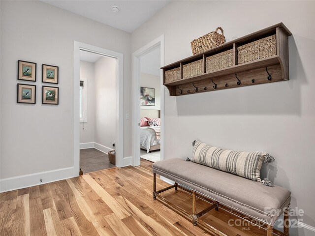 162 Riverbend Forest Dr, Asheville, NC 28805 - mudroom with baseboards and wood finished floors
