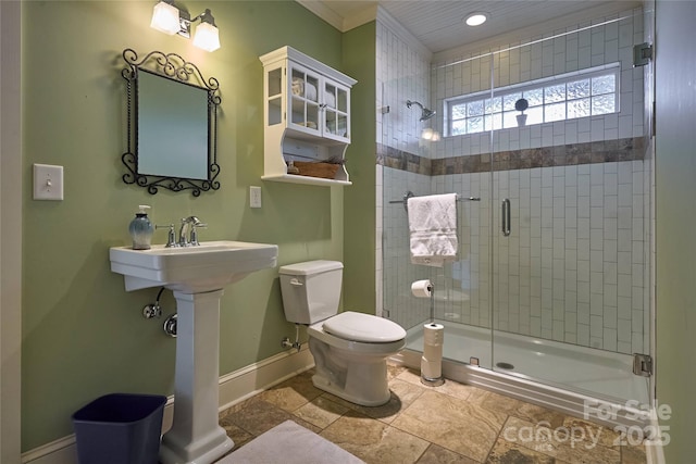 570 Lambs Grill Rd, Rutherfordton, NC 28139 - full bath with baseboards, toilet, and a shower stall