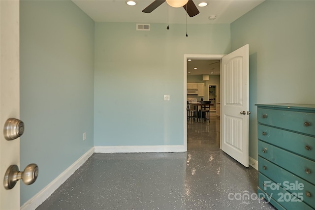 570 Lambs Grill Rd, Rutherfordton, NC 28139 - spare room featuring baseboards, visible vents, recessed lighting, and a ceiling fan