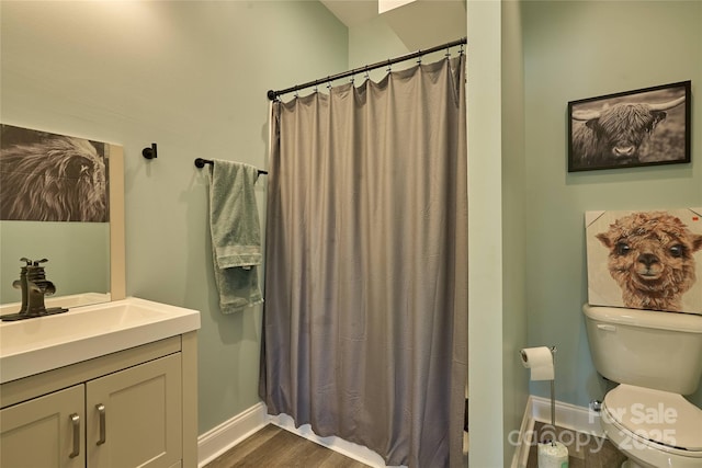 570 Lambs Grill Rd, Rutherfordton, NC 28139 - full bath with baseboards, wood finished floors, toilet, and vanity