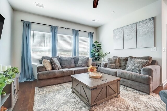 4337 Duplin Dr, Charlotte, NC 28214 - living area with baseboards, visible vents, and wood finished floors