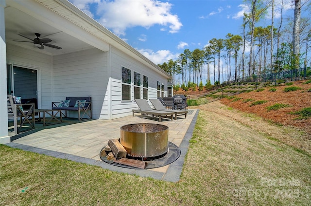 4337 Duplin Dr, Charlotte, NC 28214 - view of yard featuring a patio, fence, and ceiling fan