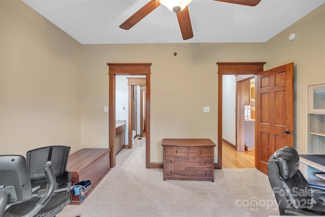 298 Poplar Grove Ct, Taylorsville, NC 28681 - office space featuring a ceiling fan and light colored carpet