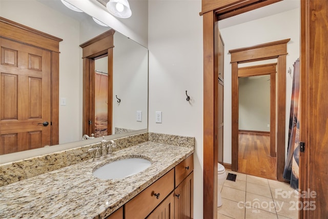 298 Poplar Grove Ct, Taylorsville, NC 28681 - bathroom with vanity, tile patterned flooring, and toilet