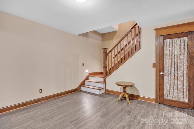 298 Poplar Grove Ct, Taylorsville, NC 28681 - interior space featuring baseboards, wood finished floors, and stairway