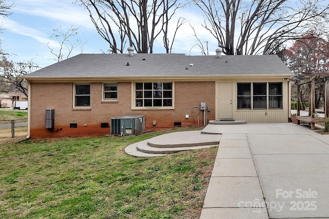 403 Hillcrest Dr, Huntersville, NC 28078 - rear view of house featuring central AC, crawl space, a yard, and a patio area
