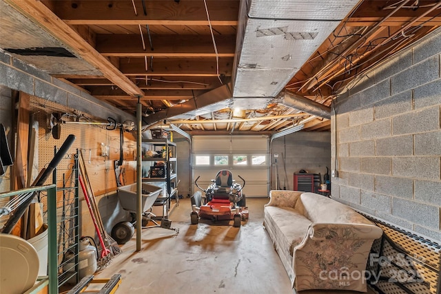 3829 Norman Rd, Morganton, NC 28655 - below grade area with concrete block wall and a garage