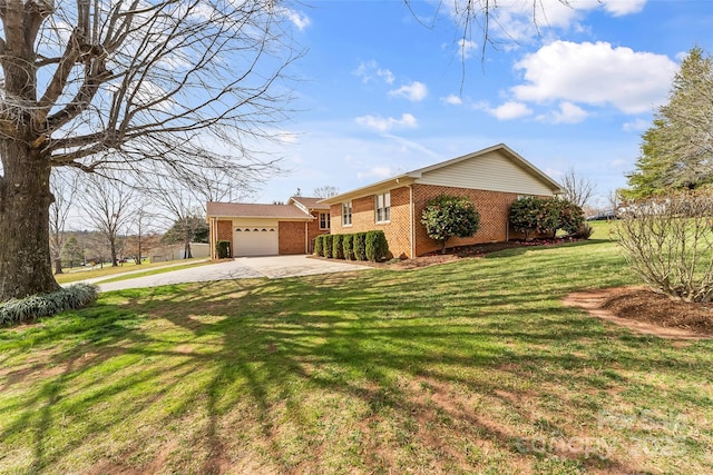 3829 Norman Rd, Morganton, NC 28655 - view of front of home featuring an attached garage, a front lawn, concrete driveway, and brick siding