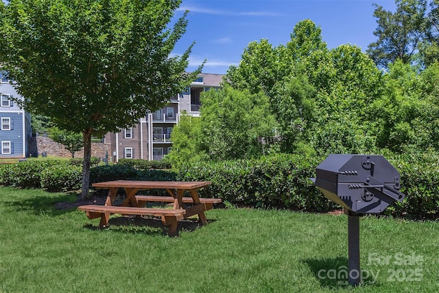 view of home's community with a lawn